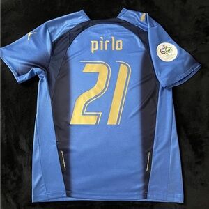 Pirlo #21 Italy 2006 S-XL Retro Soccer Jersey Home Blue World Cup